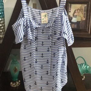Girls blue and white shirt
